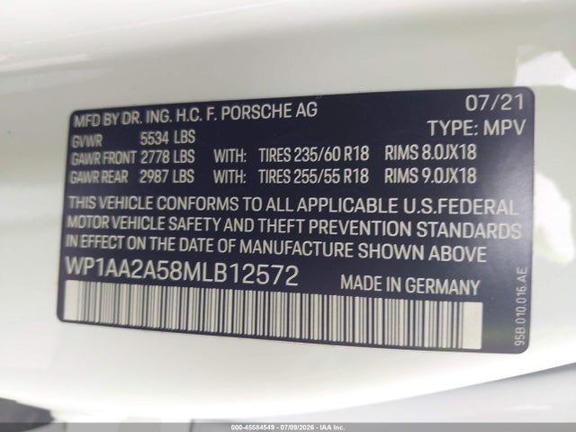 WP1AA2A58MLB12572 Porsche Macan