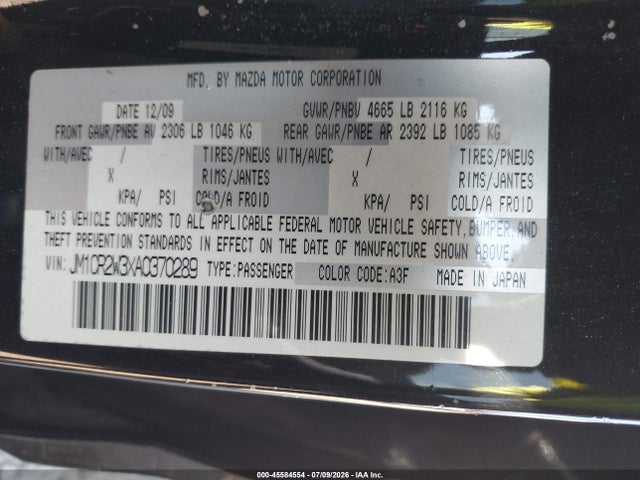Продаж на аукціоні авто 2010 Mazda Mazda5 Sport, vin: JM1CR2W3XA0370289, номер лоту: 45584554