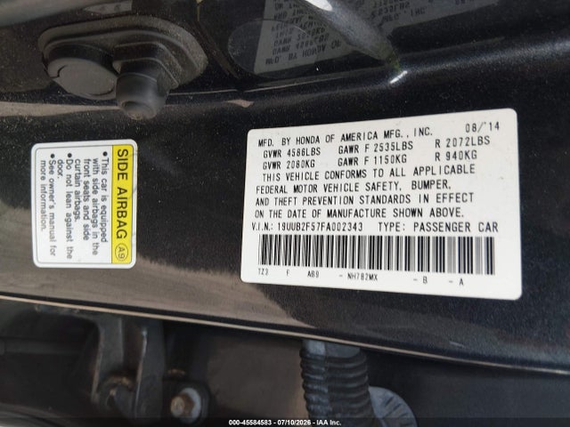45584583 :رقم المزاد ، 19UUB2F57FA002343 vin ، 2015 Acura Tlx V6 Tech مزاد بيع