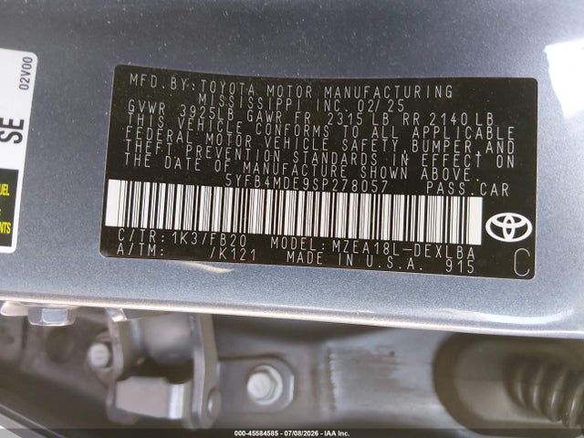 Toyota COROLLA LE 2025 5YFB4MDE9SP278057 Image 9