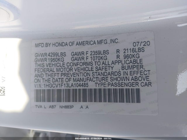 1HGCV1F13LA104485 Honda ACCORD LX