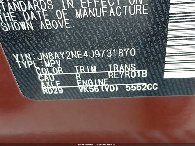 JN8AY2NE4J9731870 Nissan Armada Platinum