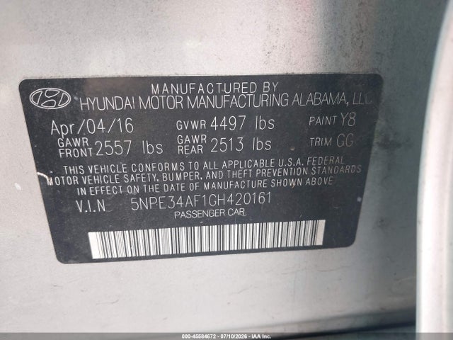 Продаж на аукціоні авто 2016 Hyundai Sonata Sport, vin: 5NPE34AF1GH420161, номер лоту: 45584672