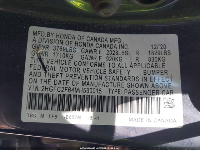 2HGFC2F64MH530015 Honda Civic Lx