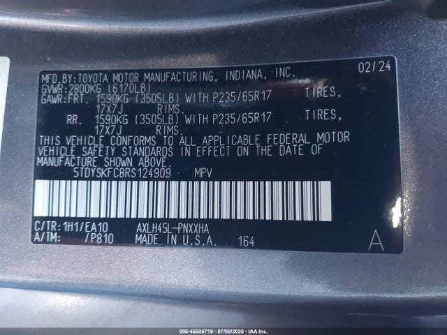 Toyota SIENNA XLE 2024 5TDYSKFC8RS124909 Image 9