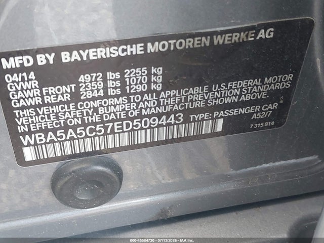 Aukcja sprzedaży 2014 Bmw 528i, vin: WBA5A5C57ED509443, numer aukcji: 45584720