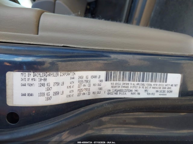 Продаж на аукціоні авто 2001 Jeep Grand Cherokee Laredo, vin: 1J4GW48S51C575344, номер лоту: 45584724