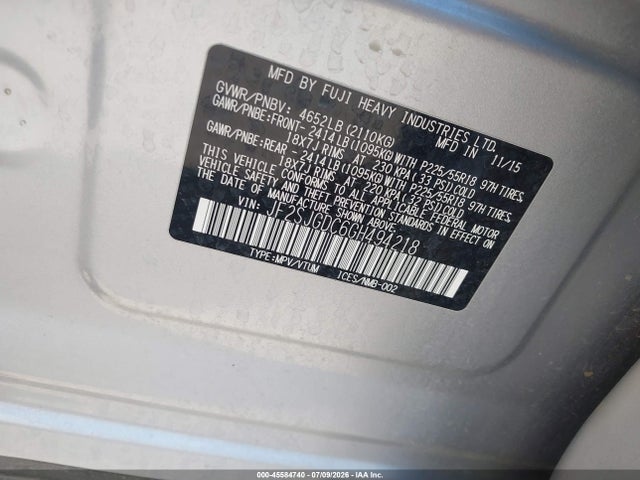 Продаж на аукціоні авто 2016 Subaru Forester 2.0xt Premium, vin: JF2SJGDC6GH494218, номер лоту: 45584740