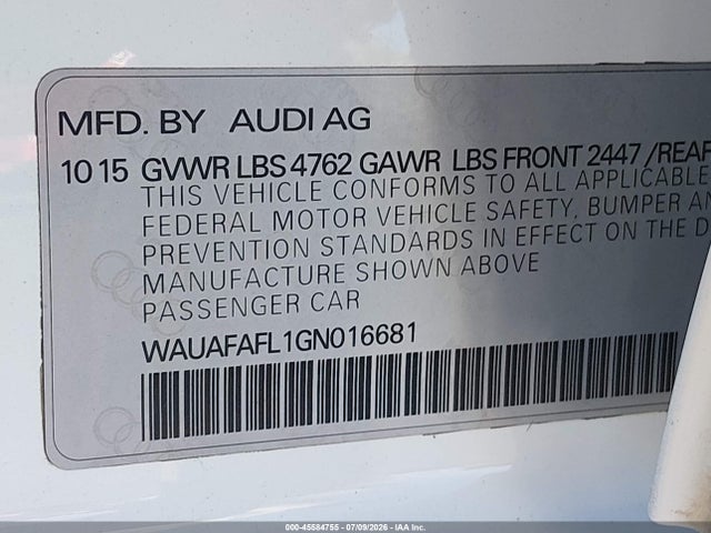 Audi A4 PREMIUM 2016 WAUAFAFL1GN016681 Image 9
