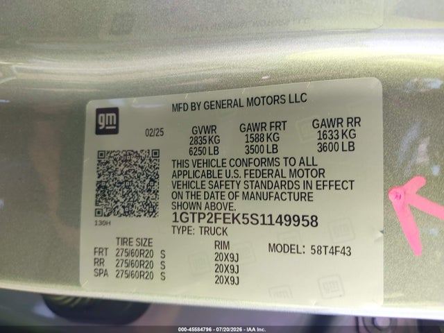 2025 Gmc Canyon 4wd Denali მანქანა იყიდება აუქციონზე, vin: 1GTP2FEK5S1149958, აუქციონის ნომერი: 45584796