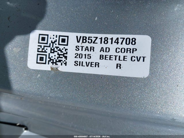 Aukcja sprzedaży 2015 Volkswagen Beetle 1.8t, vin: 3VW517AT4FM814708, numer aukcji: 45584807