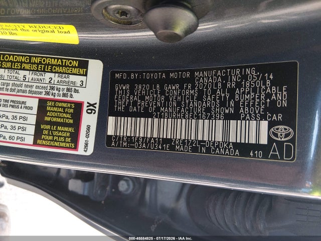 Toyota COROLLA L 2014 2T1BURHE8EC167396 Image 9