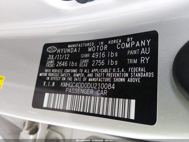 Продаж на аукціоні авто 2013 Hyundai Genesis 3.8, vin: KMHGC4DD0DU210084, номер лоту: 45584828