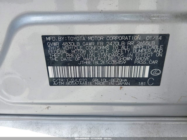45584838 :رقم المزاد ، JTHBE1BL2E5035459 vin ، 2014 Lexus Gs 350 مزاد بيع