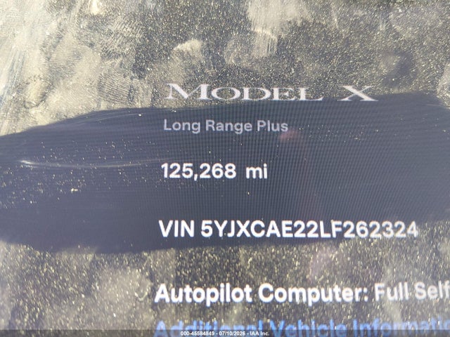5YJXCAE22LF262324 Tesla Model X Long Range Dual Motor All-wheel Drive/long Range Plus Dual Motor All-wheel Drive