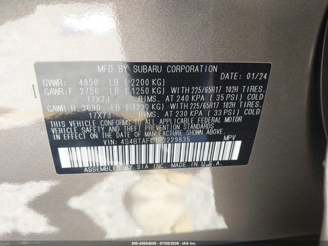 Продаж на аукціоні авто 2024 Subaru Outback Premium, vin: 4S4BTAFC1R3229835, номер лоту: 45584855