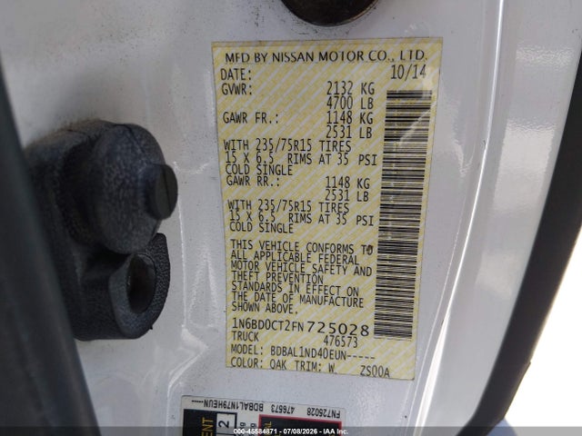 1N6BD0CT2FN725028 Nissan FRONTIER S