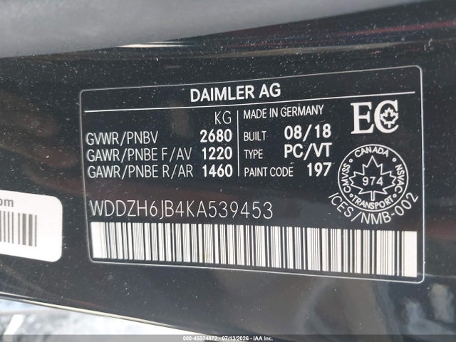 Продаж на аукціоні авто 2019 Mercedes-benz E 450 4matic, vin: WDDZH6JB4KA539453, номер лоту: 45584872