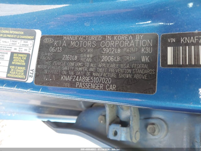 2014 Kia Forte Ex მანქანა იყიდება აუქციონზე, vin: KNAFZ4A89E5107020, აუქციონის ნომერი: 45584953