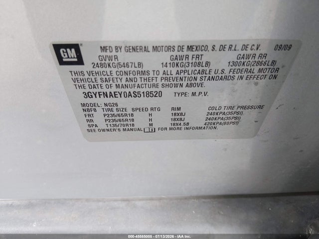 Продажа на аукционе авто 2010 Cadillac Srx Luxury Collection, vin: 3GYFNAEY0AS518520, номер лота: 45585005