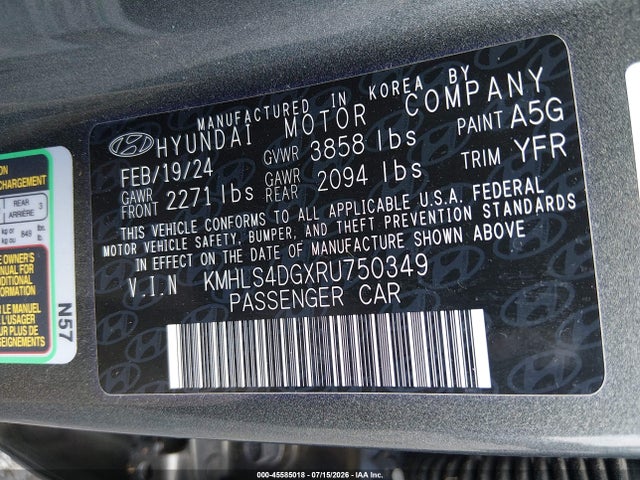 KMHLS4DGXRU750349 Hyundai ELANTRA SEL