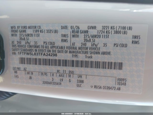 Ford F-150 Lariat 2026 1FTFW5L83TFA24298 Image 9