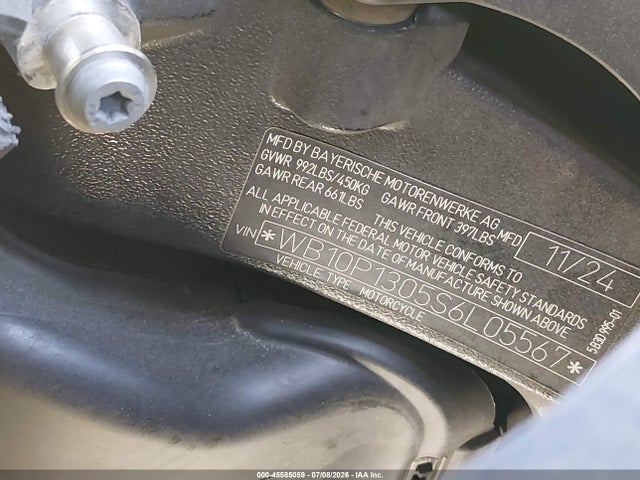 Aukcja sprzedaży 2025 Bmw S 1000 Xr, vin: WB10P1305S6L05567, numer aukcji: 45585059