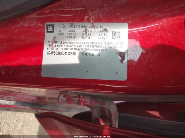 Aukcja sprzedaży 2012 Buick Verano Leather Group, vin: 1G4PS5SK0C4142300, numer aukcji: 45585076
