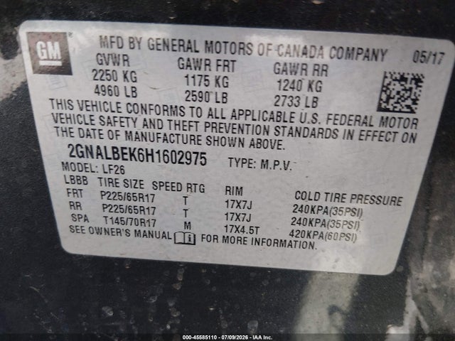2GNALBEK6H1602975 Chevrolet EQUINOX LS