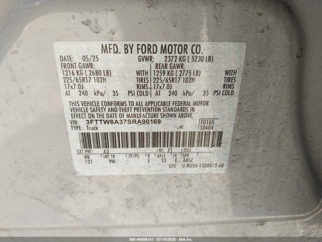 Ford Maverick Xl 2025 3FTTW8A37SRA90169 Image 9