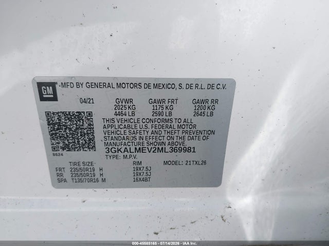 2021 Gmc Terrain Fwd Sle მანქანა იყიდება აუქციონზე, vin: 3GKALMEV2ML369981, აუქციონის ნომერი: 45585165