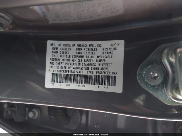 Honda Accord Ex-l V-6 2014 1HGCR3F84EA022801 Image 9
