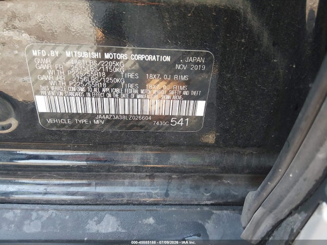 2020 Mitsubishi Outlander Es 2.4 S-awc მანქანა იყიდება აუქციონზე, vin: JA4AZ3A38LZ026604, აუქციონის ნომერი: 45585188