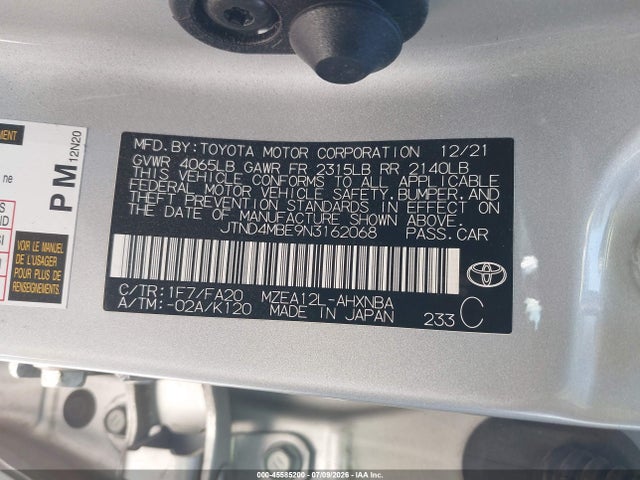 JTND4MBE9N3162068 Toyota Corolla Se Nightshade Edition