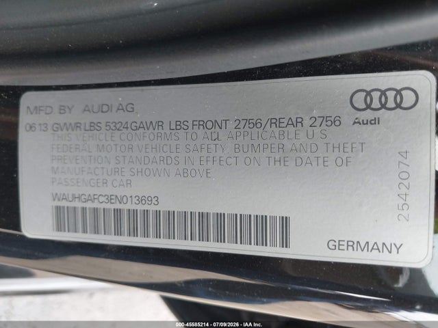 Продаж на аукціоні авто 2014 Audi A6 3.0t Premium Plus, vin: WAUHGAFC3EN013693, номер лоту: 45585214