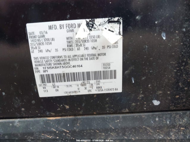 Продаж на аукціоні авто 2016 Ford Explorer Platinum, vin: 1FM5K8HT5GGC46164, номер лоту: 45585222