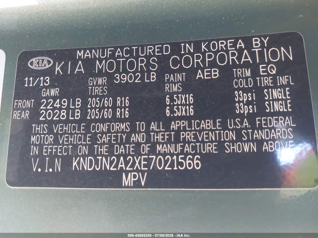 KIA Soul 2014 KNDJN2A2XE7021566 Image 9