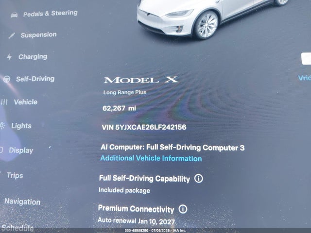 Продажа на аукционе авто 2020 Tesla Model X Long Range Dual Motor All-wheel Drive/long Range Plus Dual Motor All-wheel Drive, vin: 5YJXCAE26LF242156, номер лота: 45585280