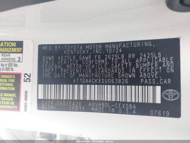 Aukcja sprzedaży 2025 Toyota Camry Se, vin: 4T1DAACKXSU063826, numer aukcji: 45585285