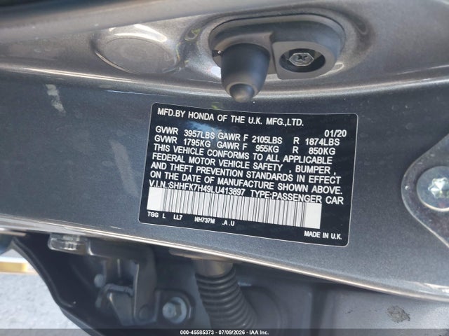 SHHFK7H49LU413897 Honda Civic Sport