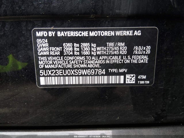 5UX23EU0XS9W69784 BMW X5 Xdrive40i