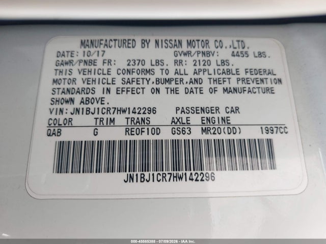 JN1BJ1CR7HW142296 Nissan Rogue Sport Sl