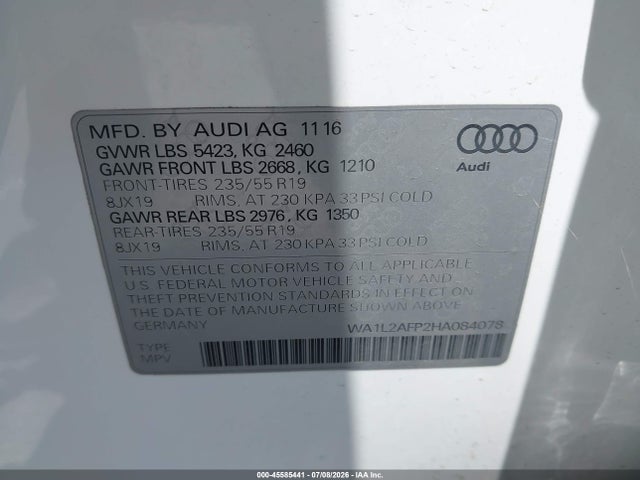 WA1L2AFP2HA084078 Audi Q5 2.0t Premium