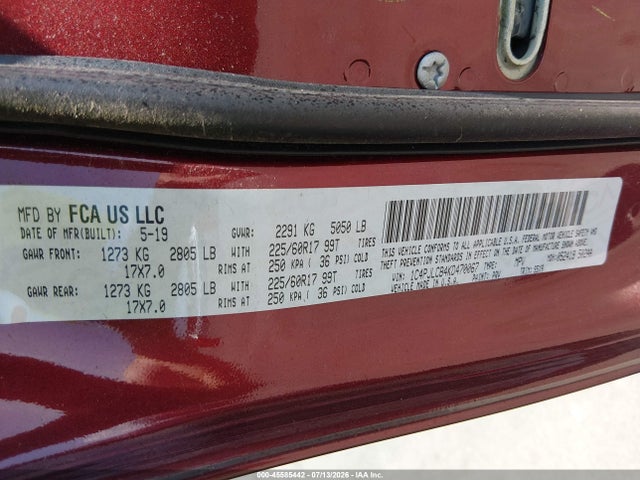 Продажа на аукционе авто 2019 Jeep Cherokee Latitude Fwd, vin: 1C4PJLCB4KD470067, номер лота: 45585442