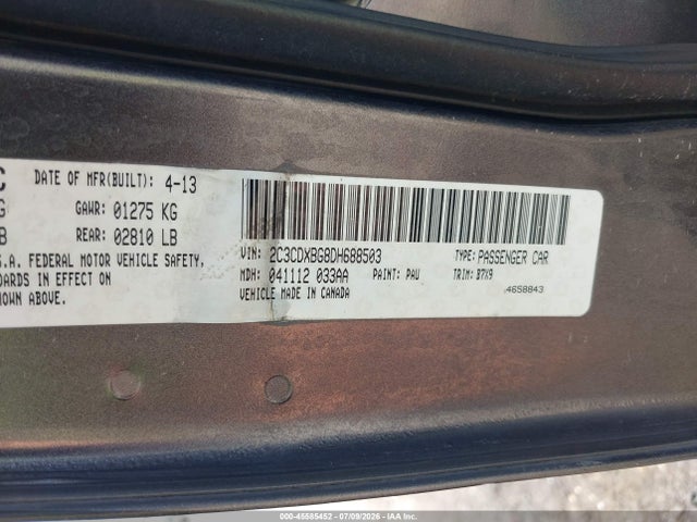 2013 Dodge Charger Se მანქანა იყიდება აუქციონზე, vin: 2C3CDXBG8DH688503, აუქციონის ნომერი: 45585452