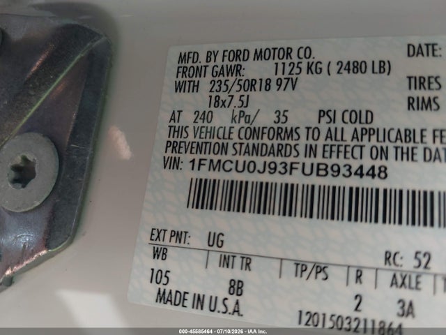 Ford Escape Titanium 2015 1FMCU0J93FUB93448 Image 9