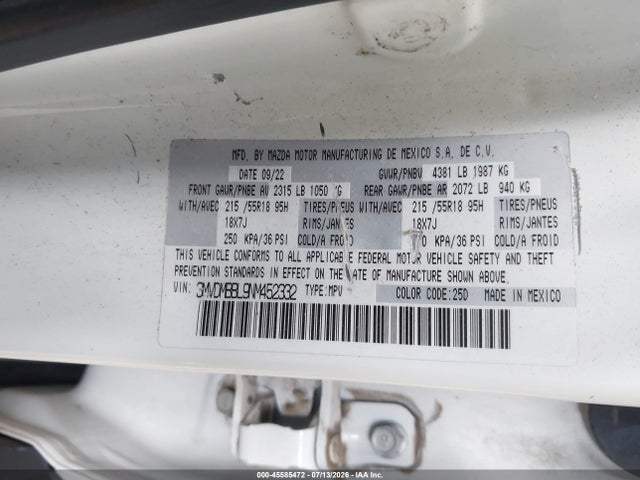 Продажа на аукционе авто 2022 Mazda Cx-30 Select, vin: 3MVDMBBL9NM452332, номер лота: 45585472