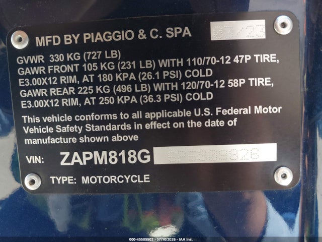 Vespa Primavera/sprint 150 2023 ZAPM818G6P5909826 Image 10