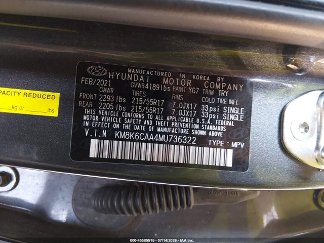 Hyundai Kona Sel Plus 2021 KM8K6CAA4MU736322 Image 9