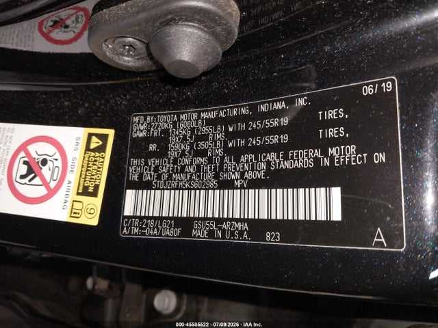 Toyota Highlander Se 2019 5TDJZRFH5KS602985 Image 9